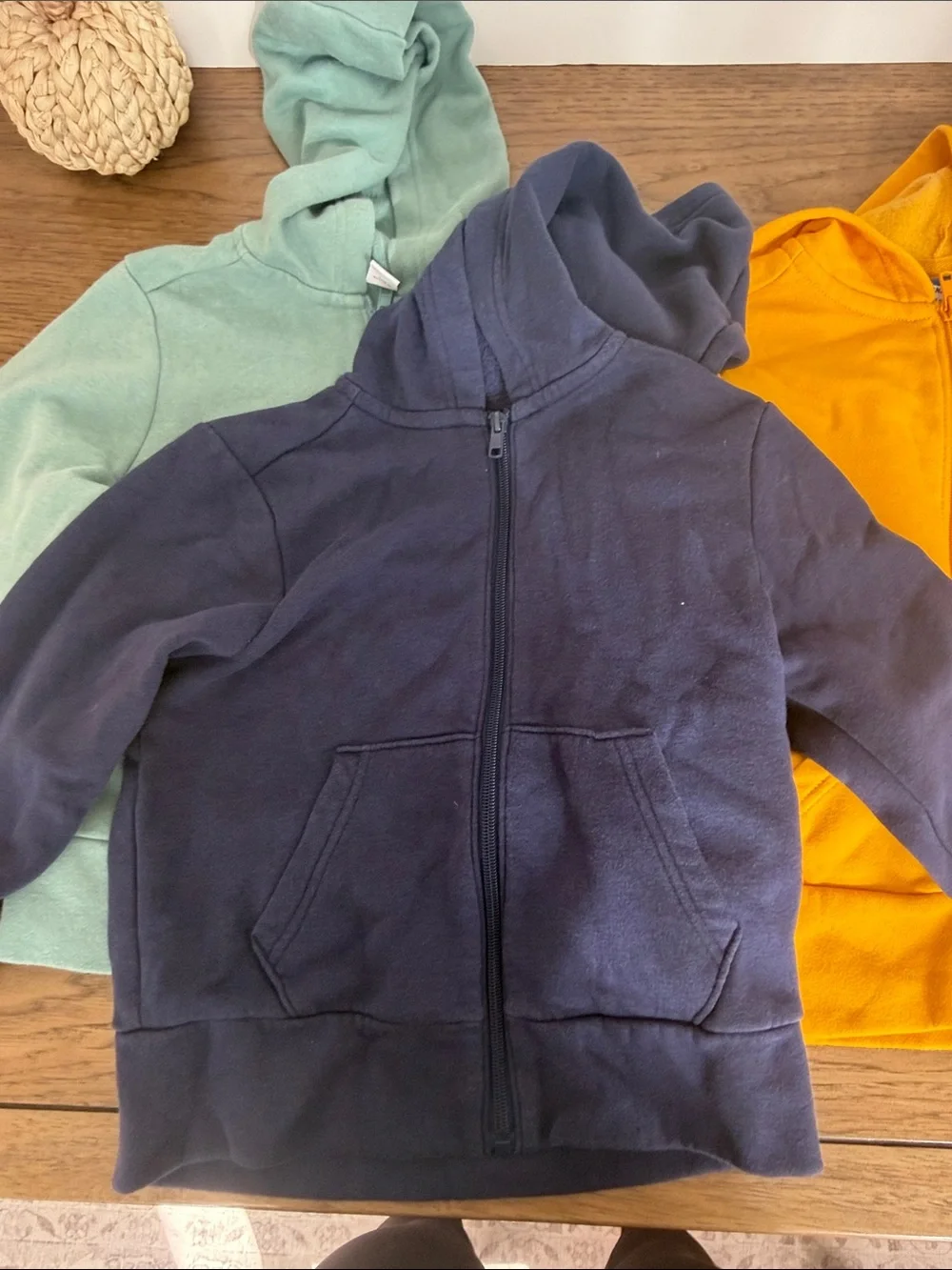 Old Navy Full-Zip Hoodies in Navy, Mustard & Sage